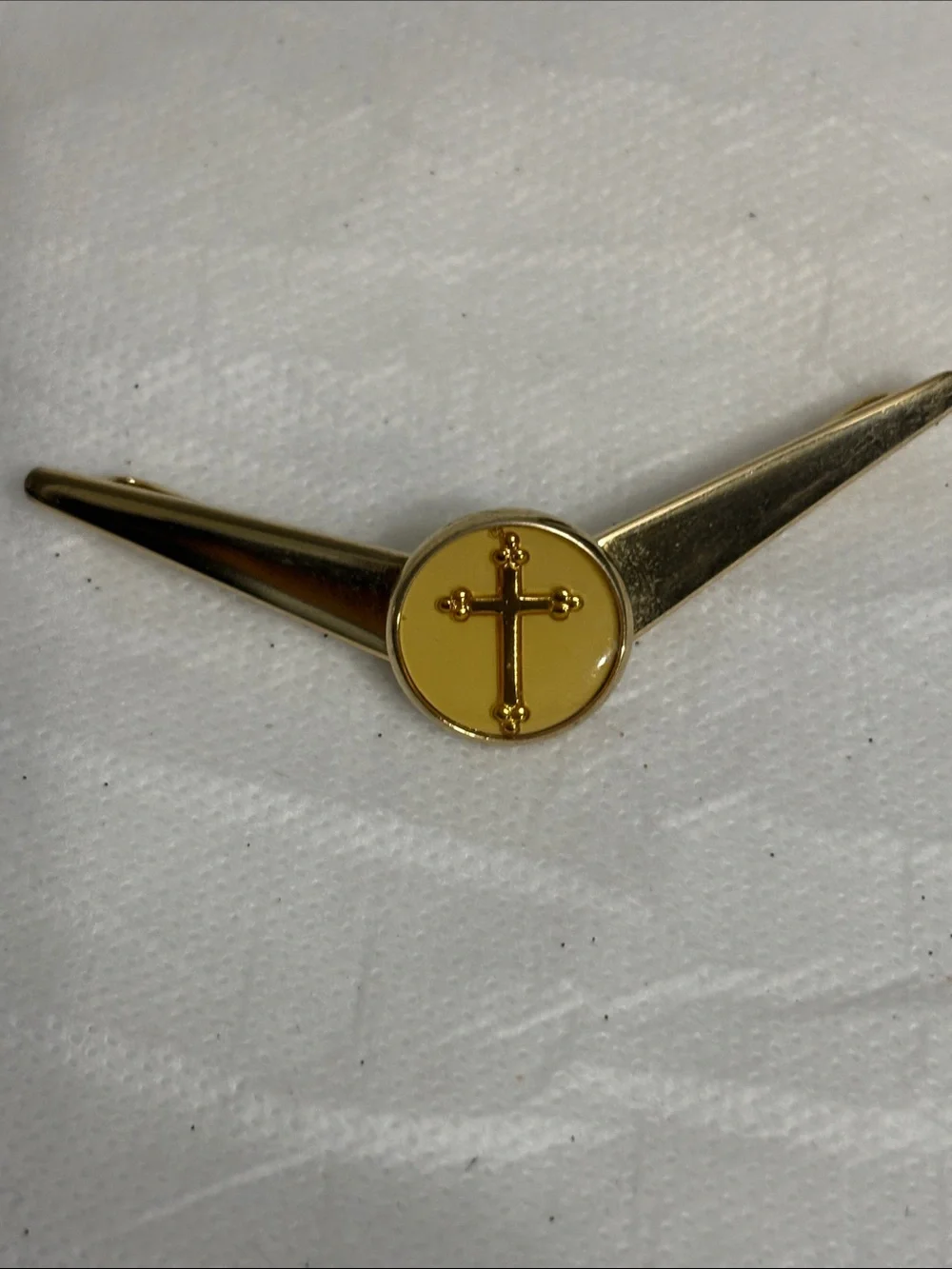 Gold Tone Cross Men's Tie Bar